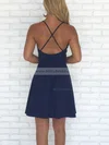 A-line V-neck Stretch Crepe Short/Mini Homecoming Dresses #Milly020109166