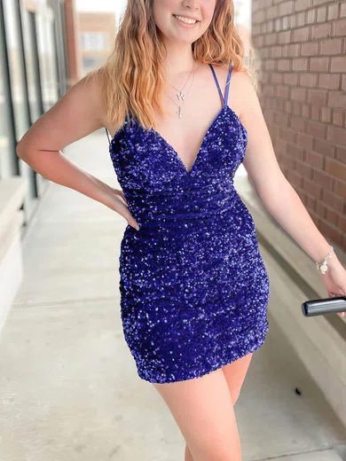 Sparkly Bodycon V-neck Sequin Dress PT020109174