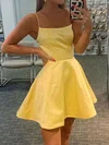 Cute Yellow Skater Satin Square Neck Homecoming Dresses #Milly020109180