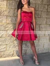 A-line Strapless Satin Short/Mini Beading Homecoming Dresses #Milly020109183