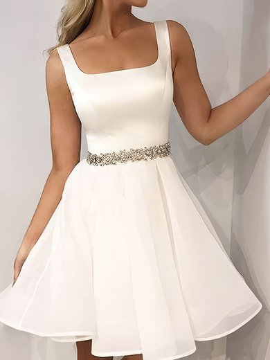 Elegant White Skater Organza Beaded Homecoming Dresses #Milly020109184