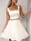 White Square Neck Satin Mini Dress #Milly020109184