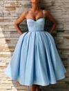 Ball Gown Sweetheart Satin Tea-length Homecoming Dresses With Pockets #Milly020109197