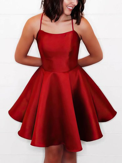 A-line Square Neckline Satin Short/Mini Homecoming Dresses #Milly020109199