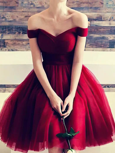 A-line Off-The-Shoulder Tulle Homecoming Dresses #Milly020109210