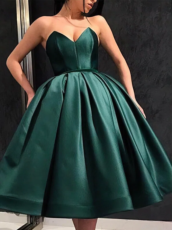 Ball Gown Sweetheart Satin Tea-length Homecoming Dresses #Milly020109216