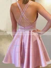 A-line Scoop Neck Satin Short/Mini Sashes / Ribbons Homecoming Dresses #Milly020109226