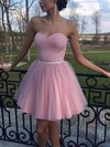 A-line Sweetheart Tulle Short/Mini Sashes / Ribbons Homecoming Dresses #Milly020109238