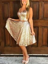 A-line V-neck Sequined Knee-length Homecoming Dresses #Milly020109243