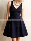 A-line V-neck Satin Short/Mini Homecoming Dresses #Milly020109247