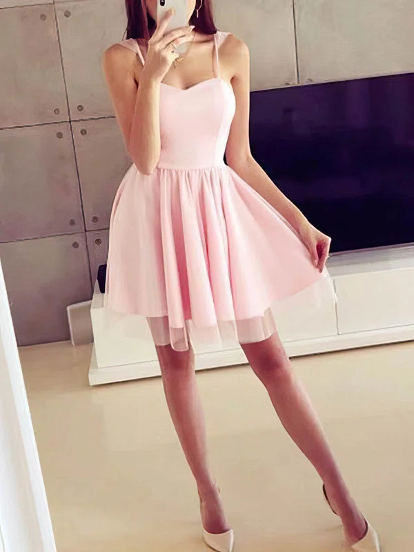 A-line Sweetheart Tulle Stretch Crepe Short/Mini Homecoming Dresses #Milly020109252