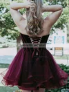 A-line Sweetheart Tulle Velvet Short/Mini Homecoming Dresses #Milly020109262