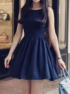 A-line Scoop Neck Satin Short/Mini Homecoming Dresses With Bow #Milly020109267