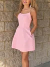 A-line Scoop Neck Satin Short/Mini Homecoming Dresses With Pockets #Milly020109299