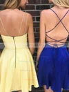 A-line V-neck Satin Short/Mini Homecoming Dresses #Milly020109370