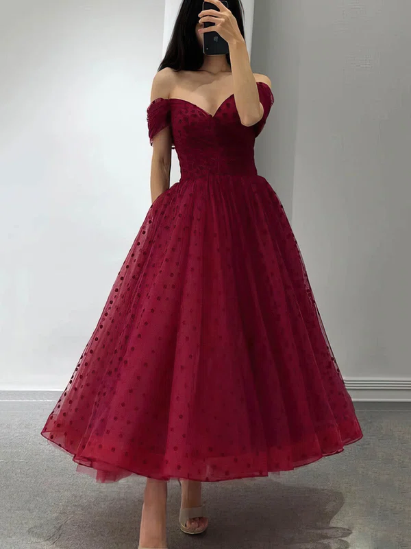 Princess Corset Off-The-Shoulder Tulle Ruched Long Homecoming Dresses #Milly020109380