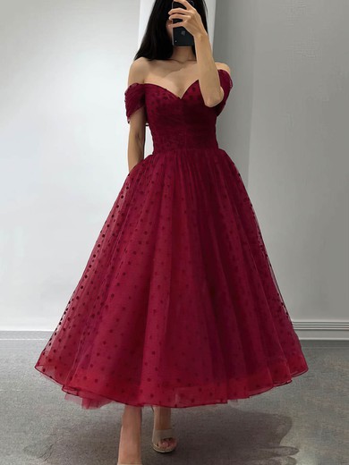Ball Gown Off-the-shoulder Tulle Ankle-length Homecoming Dresses With Pockets #Milly020109380