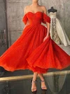 Red Off Shoulder Glitter Tulle Midi Dress #Milly020109382