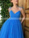 A-line V-neck Tulle Tea-length Homecoming Dresses With Ruffles #Milly020110269
