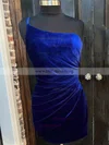 Sheath/Column One Shoulder Velvet Short/Mini Homecoming Dresses With Ruffles #Milly020109815