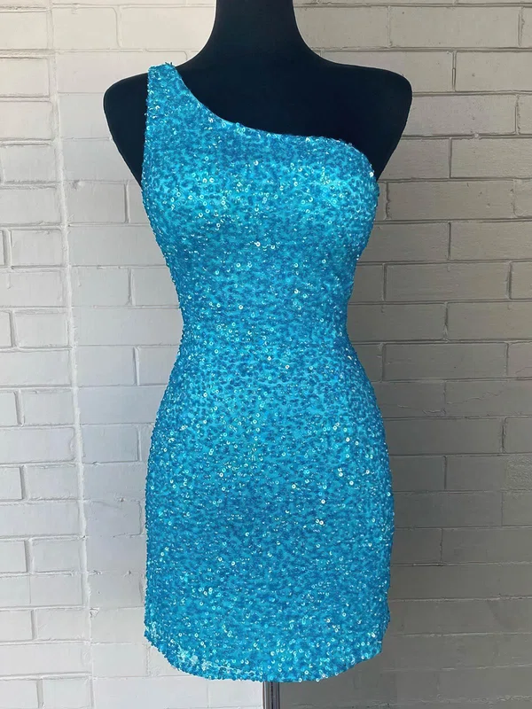 Sheath/Column One Shoulder Sequined Short/Mini Homecoming Dresses #Milly020109816