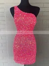 Sheath/Column One Shoulder Sequined Short/Mini Homecoming Dresses #Milly020109816