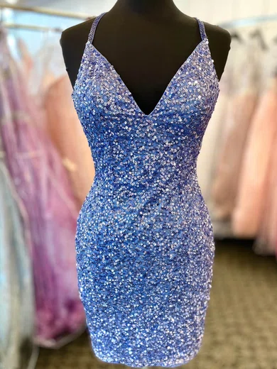 V-neck Sequin Bodycon Homecoming Dresses #Milly020109823