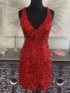 Sheath/Column V-neck Velvet Sequins Short/Mini Homecoming Dresses #Milly020109831