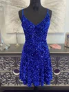 A-line V-neck Velvet Sequins Short/Mini Homecoming Dresses #Milly020109832