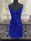 A-line V-neck Sequined Short/Mini Homecoming Dresses #Milly020109832
