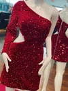 Sheath/Column One Shoulder Velvet Sequins Short/Mini Homecoming Dresses #Milly020109843