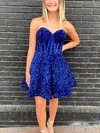 A-line Sweetheart Velvet Sequins Short/Mini Homecoming Dresses #Milly020109851