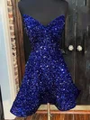 A-line V-neck Velvet Sequins Short/Mini Homecoming Dresses #Milly020109854