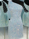 Sheath/Column One Shoulder Sequined Short/Mini Homecoming Dresses #Milly020109858