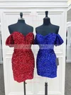 Sheath/Column Off-the-shoulder Sequined Short/Mini Homecoming Dresses #Milly020109883
