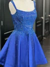 A-line Scoop Neck Satin Short/Mini Homecoming Dresses With Beading #Milly020109894