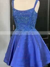 A-line Scoop Neck Satin Short/Mini Homecoming Dresses With Beading #Milly020109894