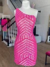Sheath/Column One Shoulder Sequined Short/Mini Homecoming Dresses #Milly020109895