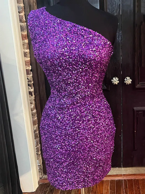 Sheath/Column One Shoulder Sequined Short/Mini Homecoming Dresses #Milly020109897