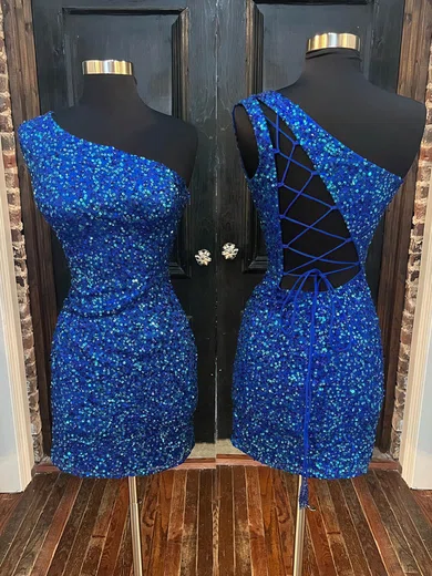 Sparkly Bodycon Sequin One Shoulder Homecoming Dresses #Milly020109898