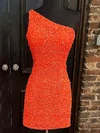 Sheath/Column One Shoulder Velvet Sequins Short/Mini Homecoming Dresses #Milly020109900
