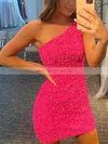 Sheath/Column One Shoulder Sequined Short/Mini Homecoming Dresses #Milly020109900