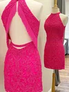 Sheath/Column Scoop Neck Silk-like Satin Short/Mini Homecoming Dresses With Beading #Milly020109912