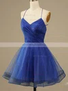 A-line V-neck Tulle Short/Mini Homecoming Dresses With Ruffles #Milly020109927