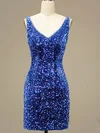 Sheath/Column V-neck Velvet Sequins Short/Mini Homecoming Dresses #Milly020109928