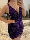 Sparkly Bodycon Sequin V-neck Homecoming Dresses #Milly020109931