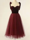 A-line Sweetheart Tulle Tea-length Homecoming Dresses With Bow #Milly020109933