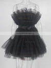 A-line Strapless Tulle Short/Mini Homecoming Dresses With Sashes / Ribbons #Milly020109949