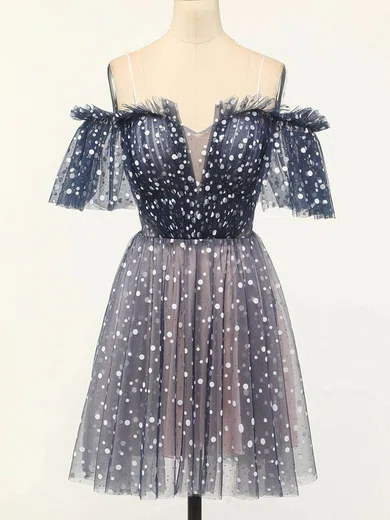 A-line V-neck Tulle Homecoming Dresses #Milly020109961