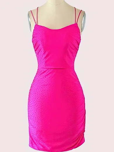 Scoop Neck Satin Bodycon Homecoming Dresses With Beading #Milly020109965